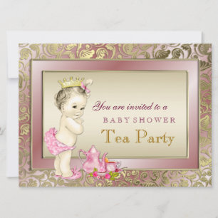 Invitación Fiesta de té para niña elegante Baby Shower