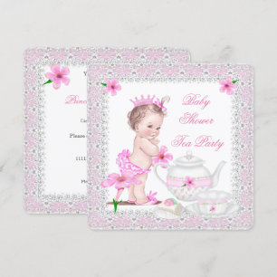 Invitación Fiesta de té para niñas, baby shower de la princes