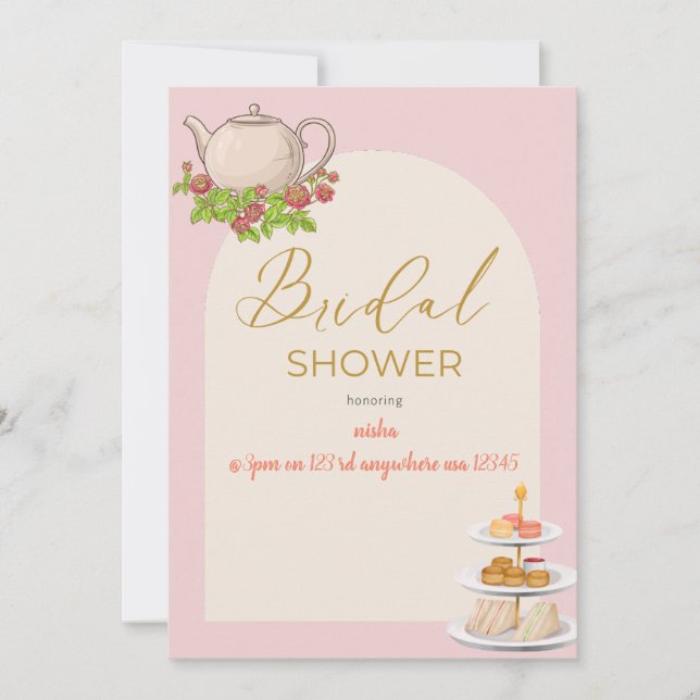Invitación fiesta de té personalizada para despedida de solte (Anverso)