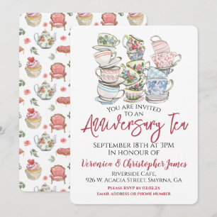 Invitación Fiesta de té por aniversario de bodas