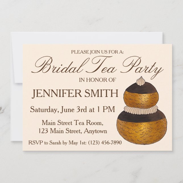 Invitación Fiesta de té por la tarde de pastelería Religieuse (Anverso)