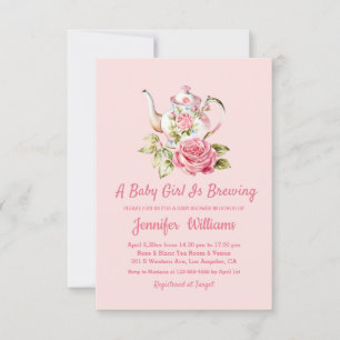 Invitación fiesta de té rosa moderno y elegante