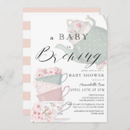 Invitación Fiesta de té rosado para bebe Baby Shower