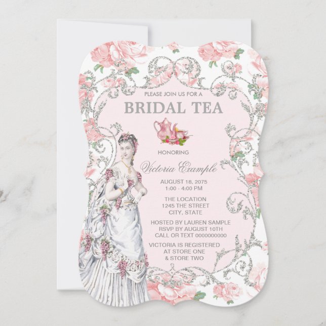 Invitación Fiesta de té victoriano (Anverso)