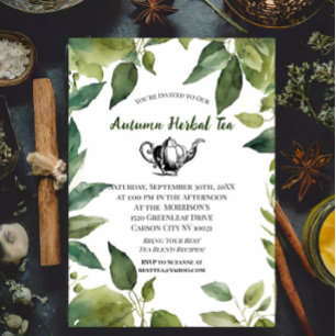Invitación Fiesta de té vintage botánico acuarela