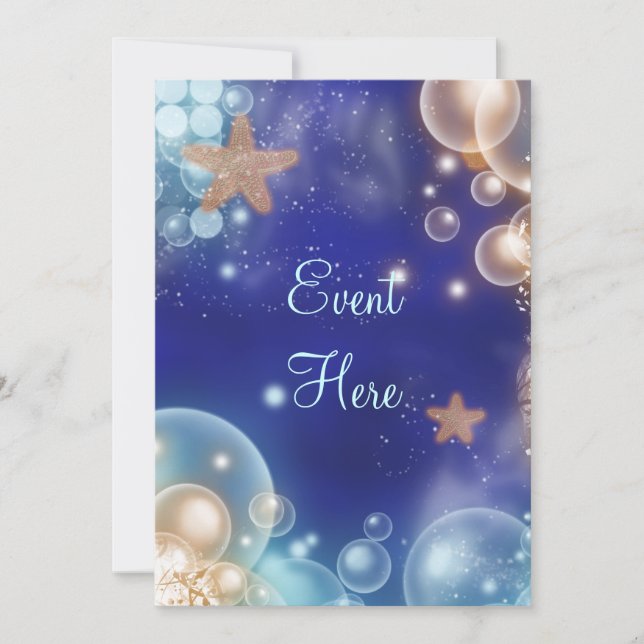 Invitación Fiesta de tema de playa estrella de mar azul (Anverso)
