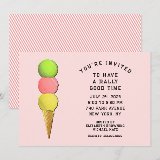 Invitación Fiesta de tenis (Anverso / Reverso)