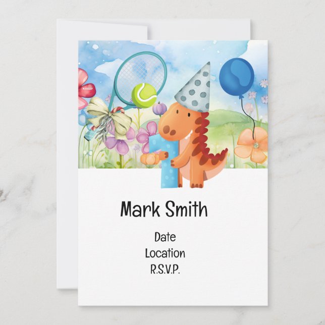 Invitación Fiesta de Tenis 1 cumpleaños (Anverso)