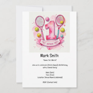Invitación Fiesta de Tenis 1 cumpleaños