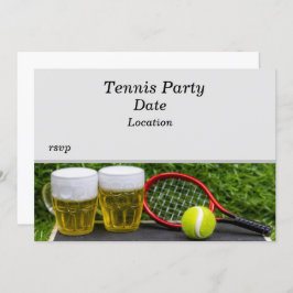 Invitación Fiesta de tenis con bola de raqueta y cerveza