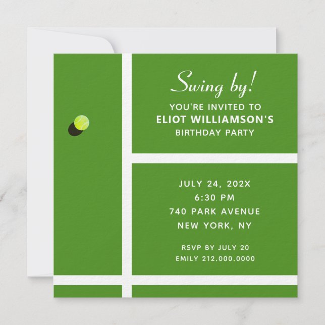 Invitación Fiesta de tenis creativa (Anverso)