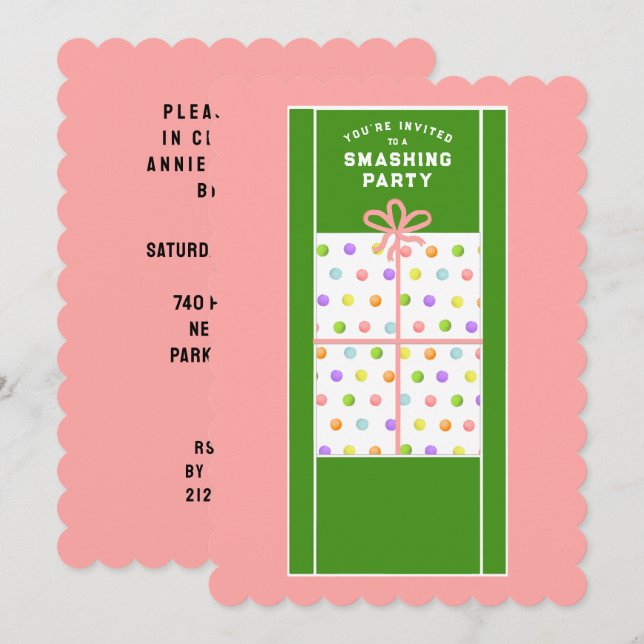 Invitación Fiesta de tenis creativa (Anverso / Reverso)