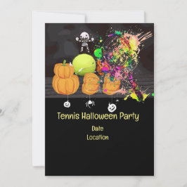 Invitación Fiesta de Tenis Halloween con pelota de tenis y fa