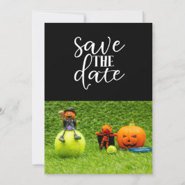 Invitación Fiesta de Tenis Halloween con pelota de tenis y fa