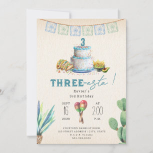 Invitación Fiesta de tercer cumpleaños de Three Esta Boys Blu