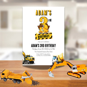 Invitación Fiesta de tercer cumpleaños del camión de volcado