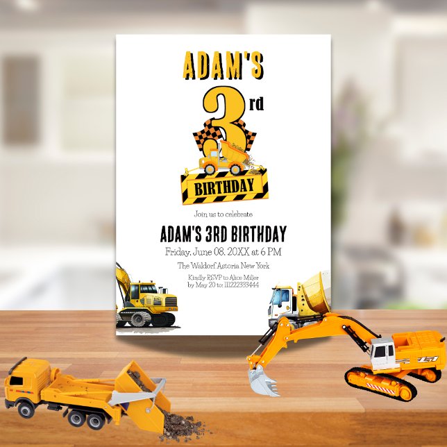 Invitación Fiesta de tercer cumpleaños del camión de volcado  (Subido por el creador)