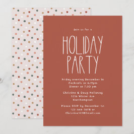 Invitación Fiesta de Terracotta Red Boho Polka Dot Navidades