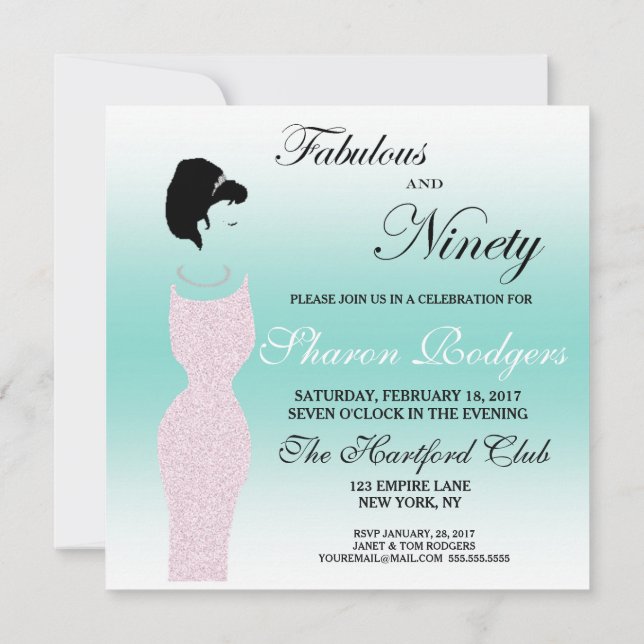 Invitación Fiesta de Tiara Fabuloso en la fiesta de cumpleaño (Reverso)