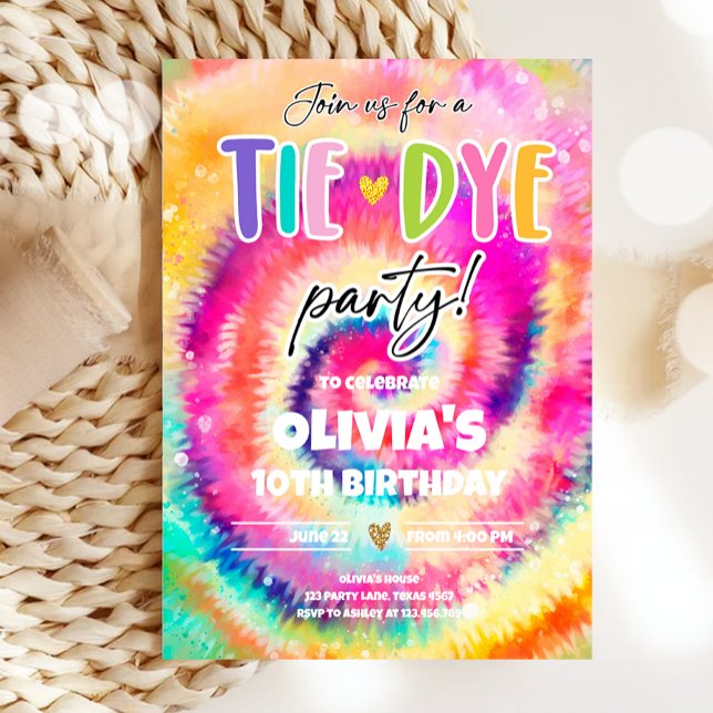 Invitación Fiesta de tinte hippy Colores brillantes Chica cum (Subido por el creador)
