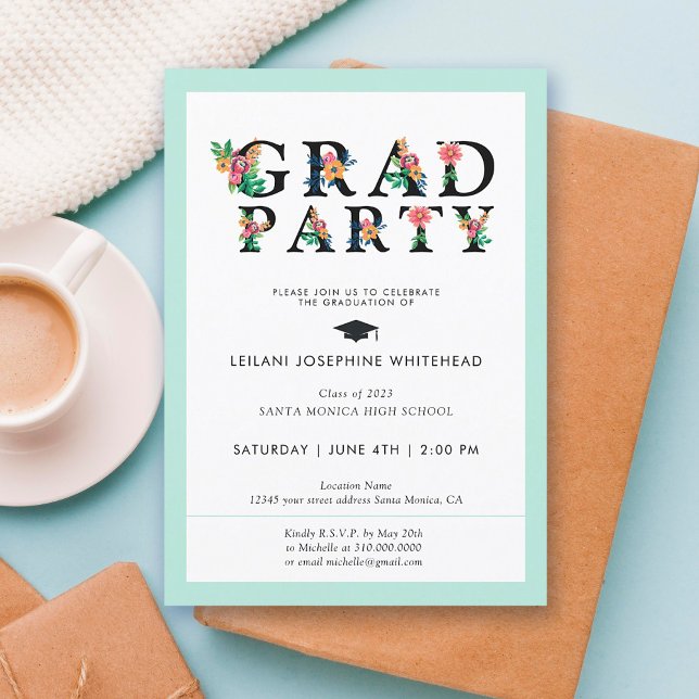 Invitación Fiesta de tipo de letra floral moderna (Subido por el creador)
