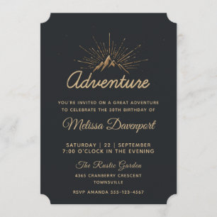 Invitación Fiesta de tipografía de Mountain Adventure