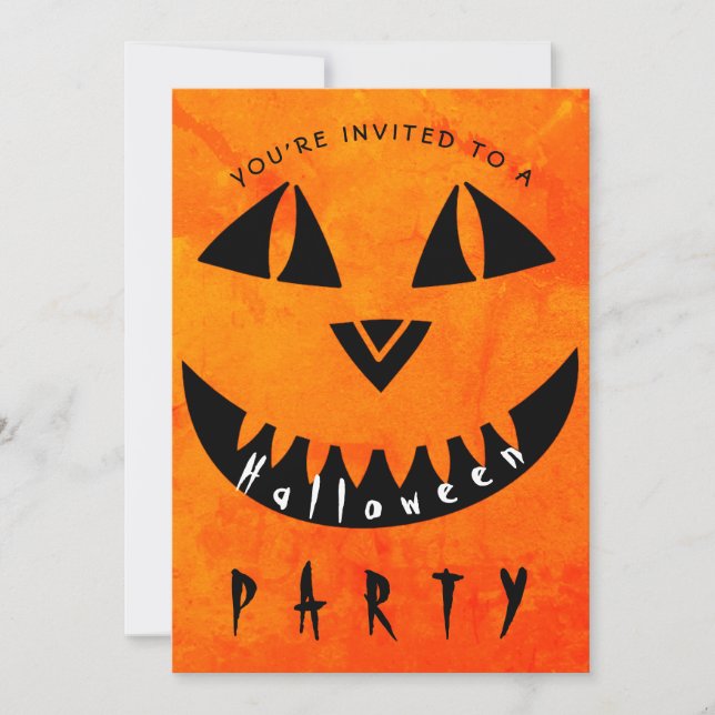 Invitación Fiesta de tipografía espeluznante de calabaza de H (Anverso)