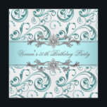Invitación Fiesta de todas las ocasiones de diamantes platead<br><div class="desc">Elegantes diamantes invitaciones verde azuladas a fiestas azules y plateadas. Esta elegante invitación azul y plata para todas las celebraciones funciona muy bien para las mujeres 21, 25, 30, 35, 40, 45, 50, 60, 70, 80, 90, 100 cumpleaños, invitación para fiestas de boda, fiesta corporativo e invitación, fiesta de vacaciones,...</div>