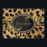Invitación Fiesta de todas las ocasiones del Leopardo de oro<br><div class="desc">Boda de cumpleaños del leopardo de oro negro murciélago mitzvah cóctel fiesta fiesta de compromiso fiesta de graduación corbata negra fiesta leopardo de la fiesta de soltera fiesta corporativo Quinceanera dulce 16 21ª 30ª 40ª invitación de fiesta de cumpleaños 50º.</div>