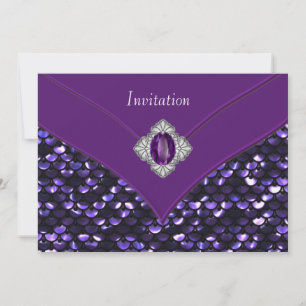 Invitación Fiesta de Todas las Ocasiones Purpura con Lentejue