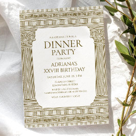 Invitación Fiesta de Toga con tema de Columnas Romanas Marron