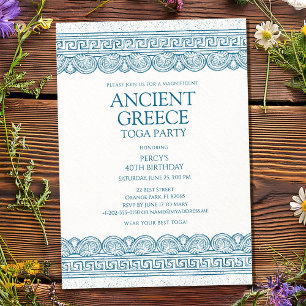 Invitación Fiesta de toga de la antigua Grecia azul