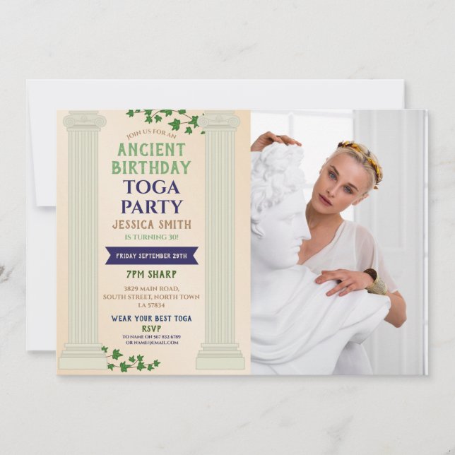 Invitación Fiesta de Togo Cumpleaños Romano Ivy Scroll Foto a (Anverso)