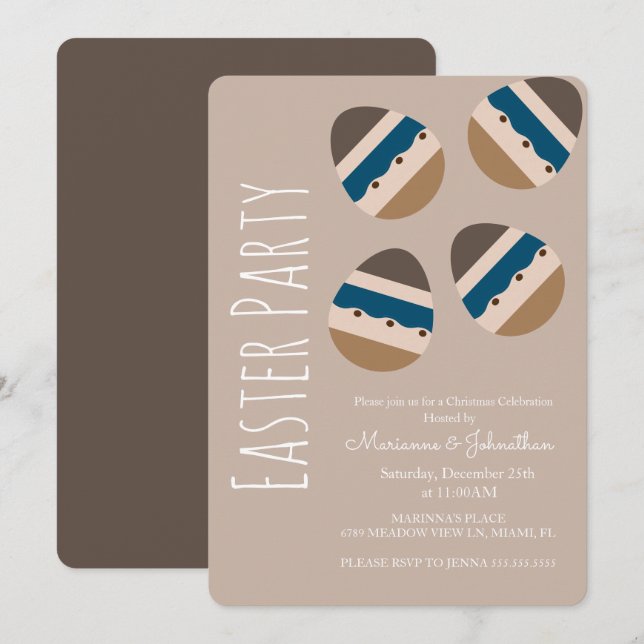 Invitación Fiesta de tono de la Tierra de huevos de pascua de