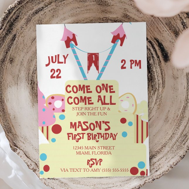Invitación Fiesta de Torta de Circo Adorable (Subido por el creador)