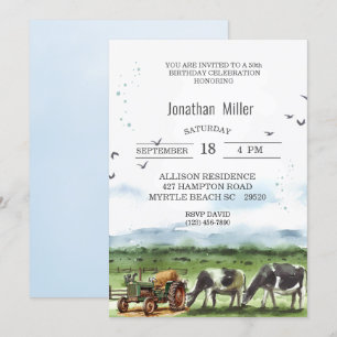 Invitación Fiesta de Tractor de Cumpleaños de la Granja Vinta