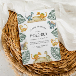 Invitación Fiesta De Tres Rex De Tercer Cumpleaños De Dinosau