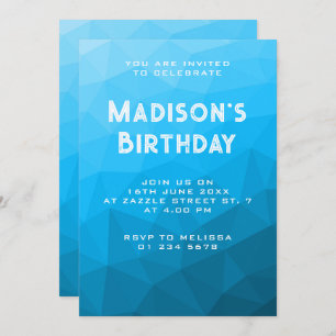 Invitación Fiesta de triángulo de malla geométrica azul gradi