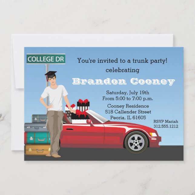 Invitación Fiesta de Tronco de Graduación Universitaria se va (Anverso)