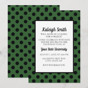 Invitación Fiesta de troncos de Green Black Polka Dots Colleg