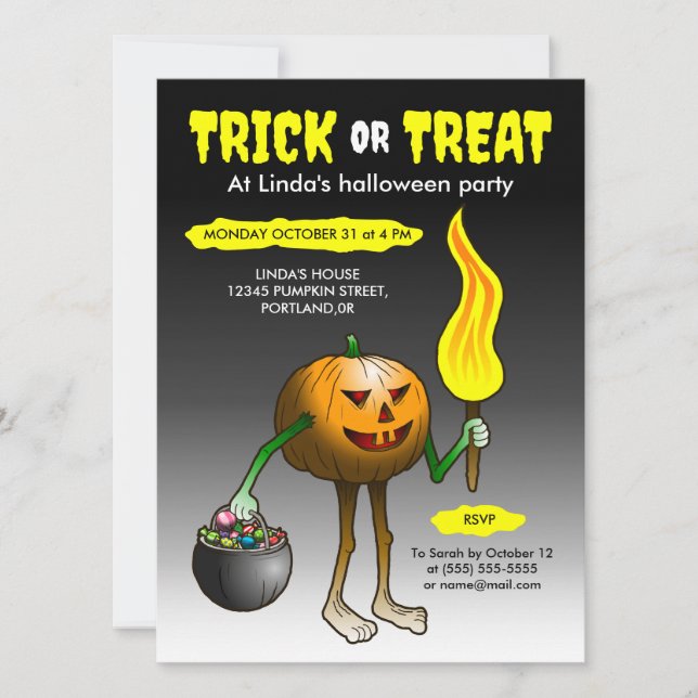 Invitación Fiesta de truco o tratamiento (Anverso)