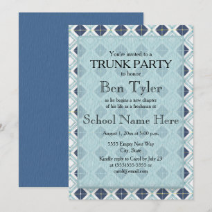 Invitación Fiesta de Trunk con Patrón de Diamante Azul Marino