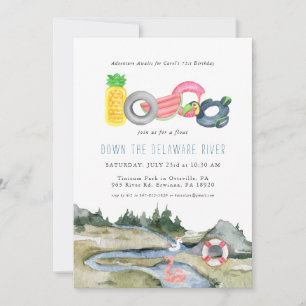 Invitación Fiesta de Tubos Flotantes en el Río   Flotadores d