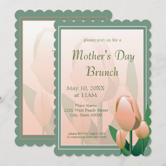 Invitación Fiesta de tulipanes rosados de brunch Día de la Ma