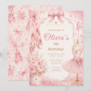 Invitación Fiesta de Tutú de Ballet Rosa