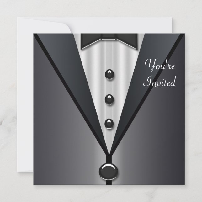 Invitación Fiesta de Tuxedo Vestido Fiesta formal del traje n (Anverso)