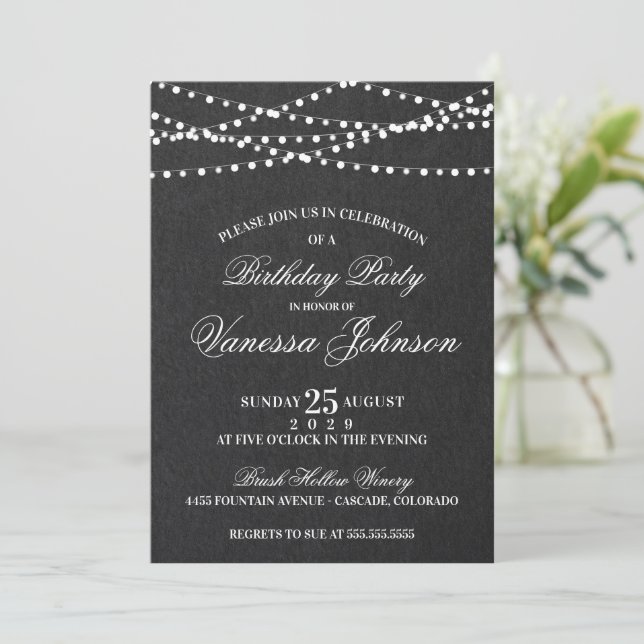Invitación Fiesta de Twinkle Lights (Anverso de pie)
