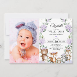 Invitación Fiesta de un cumpleaños de Purple Floral Woodland 