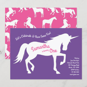 Invitación Fiesta de unicornio  Chicas rosados