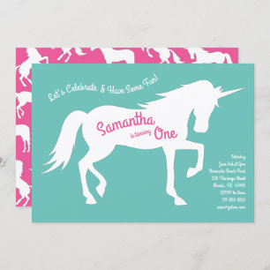 Invitación Fiesta de unicornio  Chicas rosados